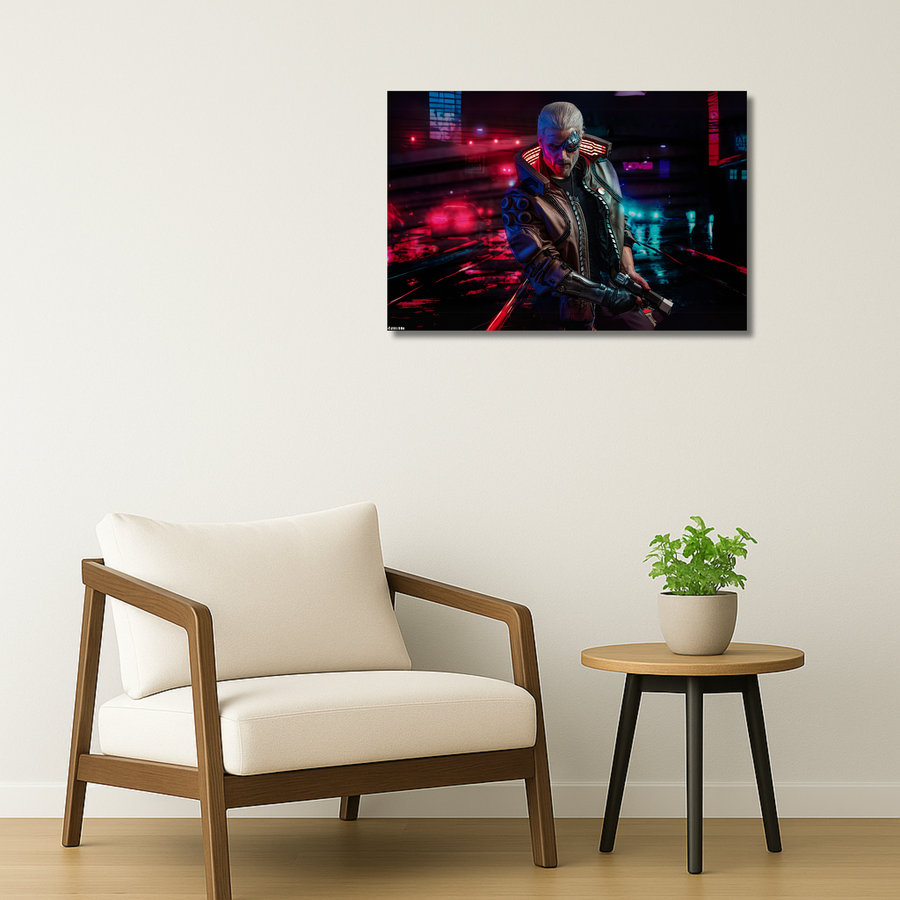 Cyberpunk Metal Poster - NeonVendetta | Aesthetic Wall Art India