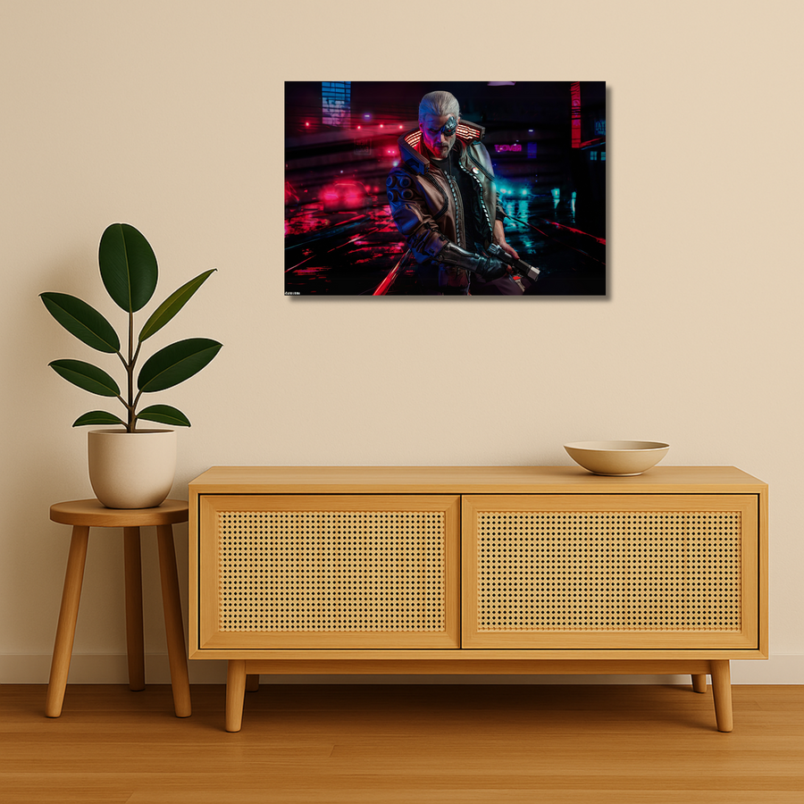 Cyberpunk Metal Poster - NeonVendetta | Aesthetic Wall Art India