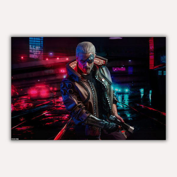 Cyberpunk Metal Poster - NeonVendetta | Aesthetic Wall Art India