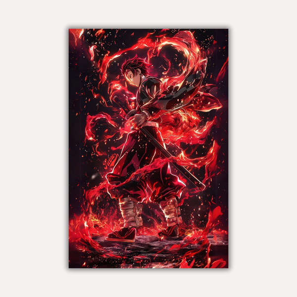 Demon Slayer Metal Poster - Flame Surge | Anime Wall Art India
