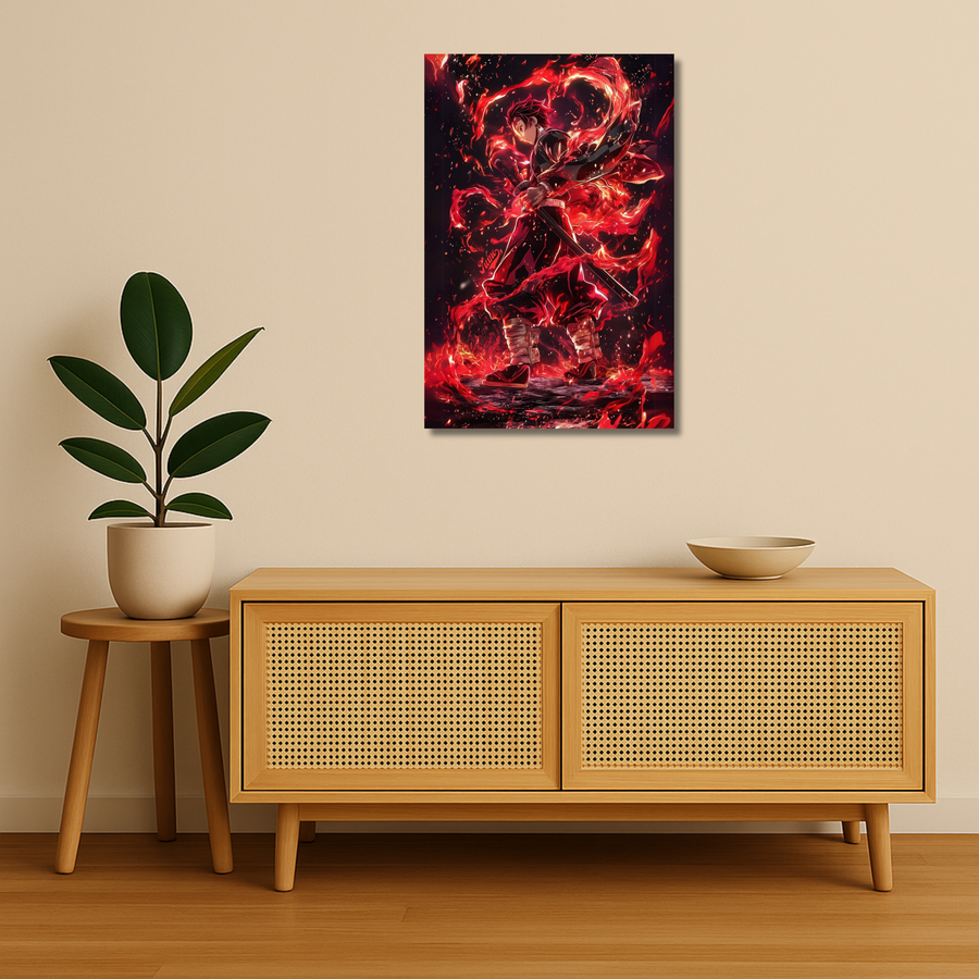 Demon Slayer Metal Poster - Flame Surge | Anime Wall Art India