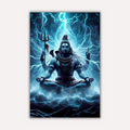 Mahadev Shiva Metal Poster - Meditating Shiva - Lightning Energy | Spiritual Wall Art India