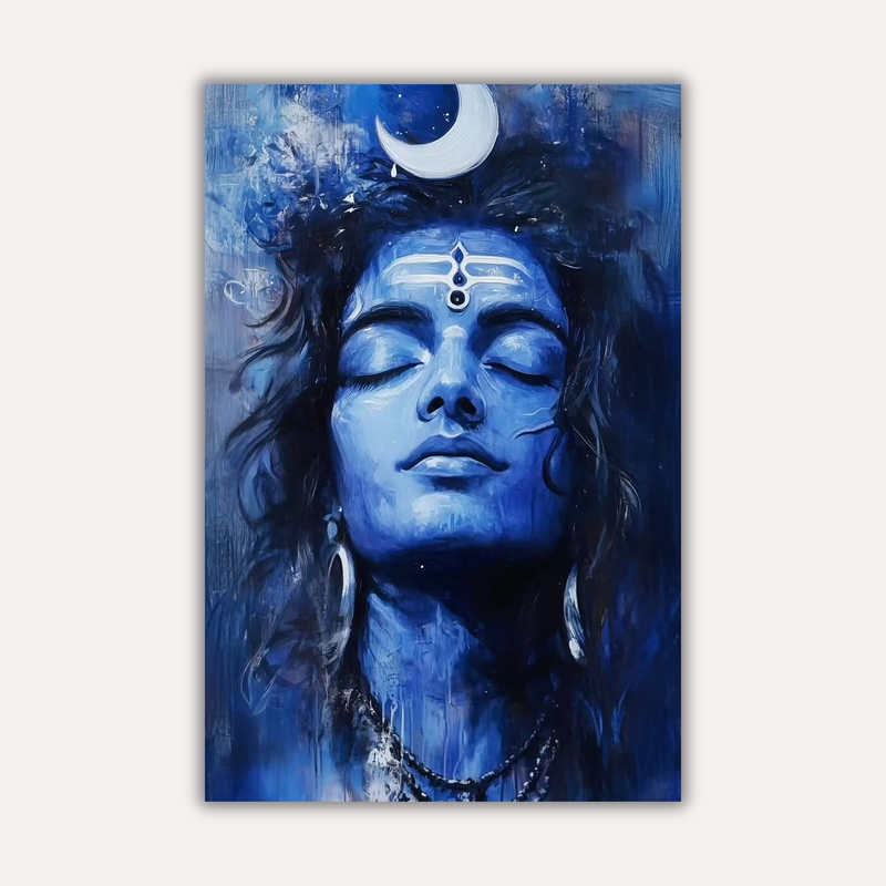 Mahadev Shiva Metal Poster - Shiva Blue Nirvana: Mahadev Within | Spiritual Wall Art India
