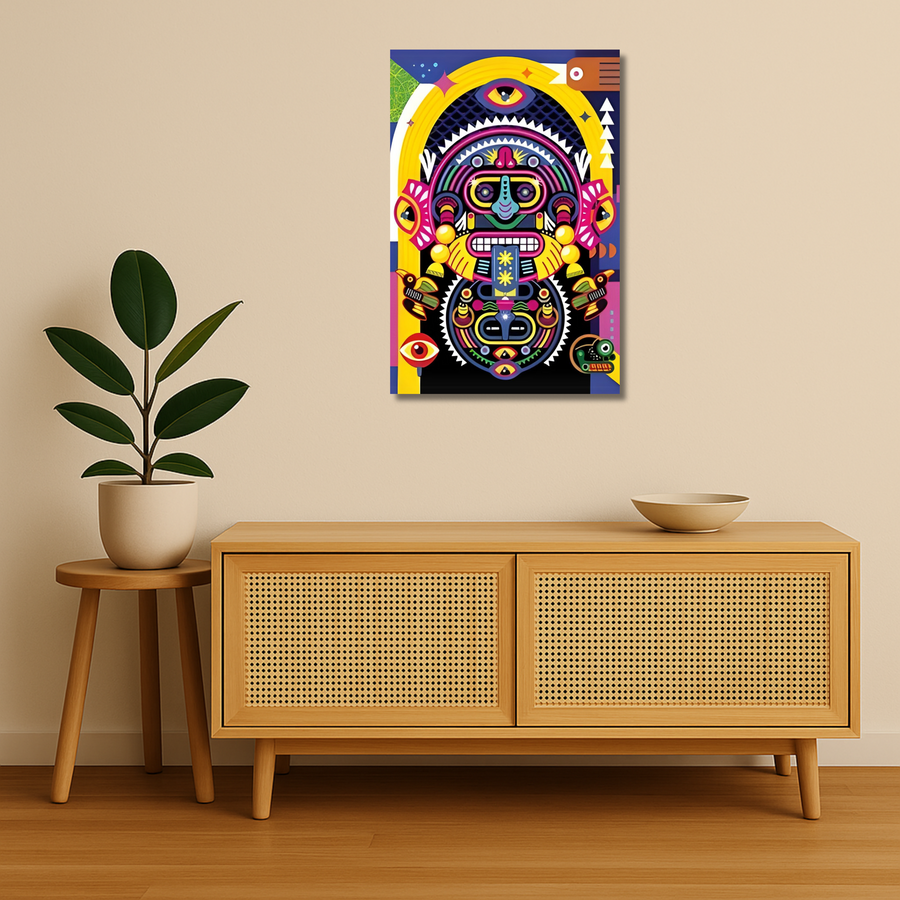 Indian Aesthetic Metal Poster - Devbot | Desi Wall Art India