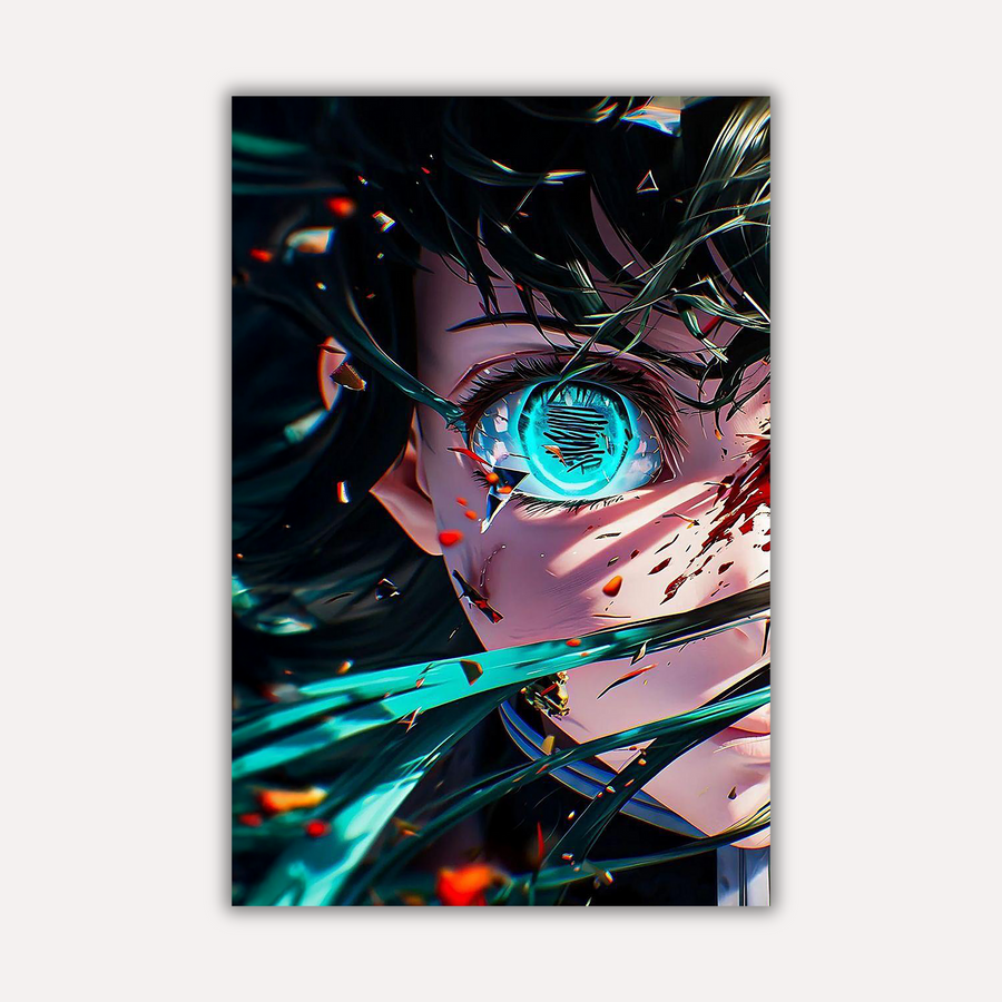 Demon Slayer Metal Poster - Blue Veil Slayer | Anime Wall Art India