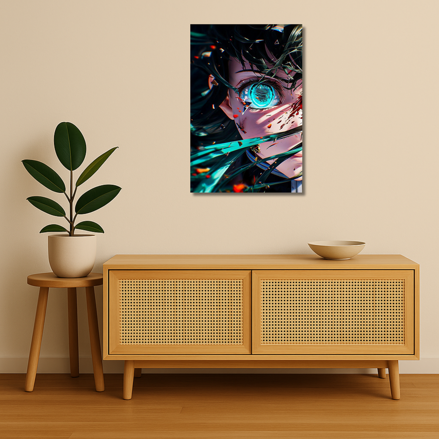 Demon Slayer Metal Poster - Blue Veil Slayer | Anime Wall Art India