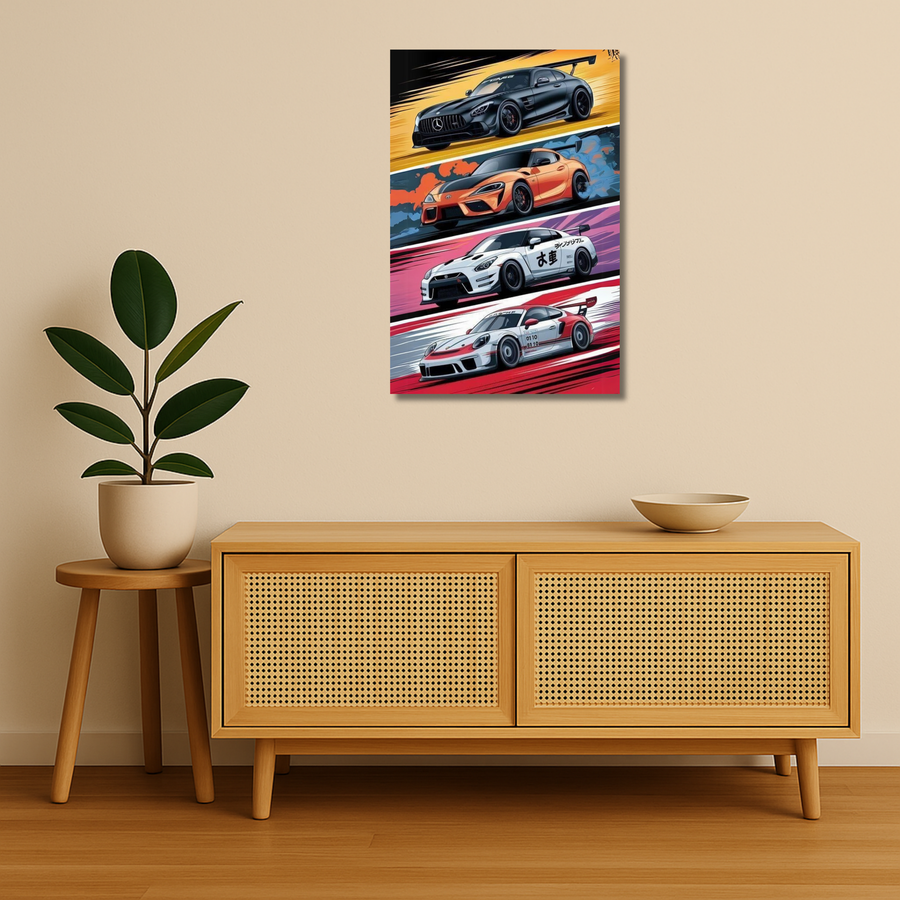 Cars Metal Poster - Redline Reverie | Car Wall Art India
