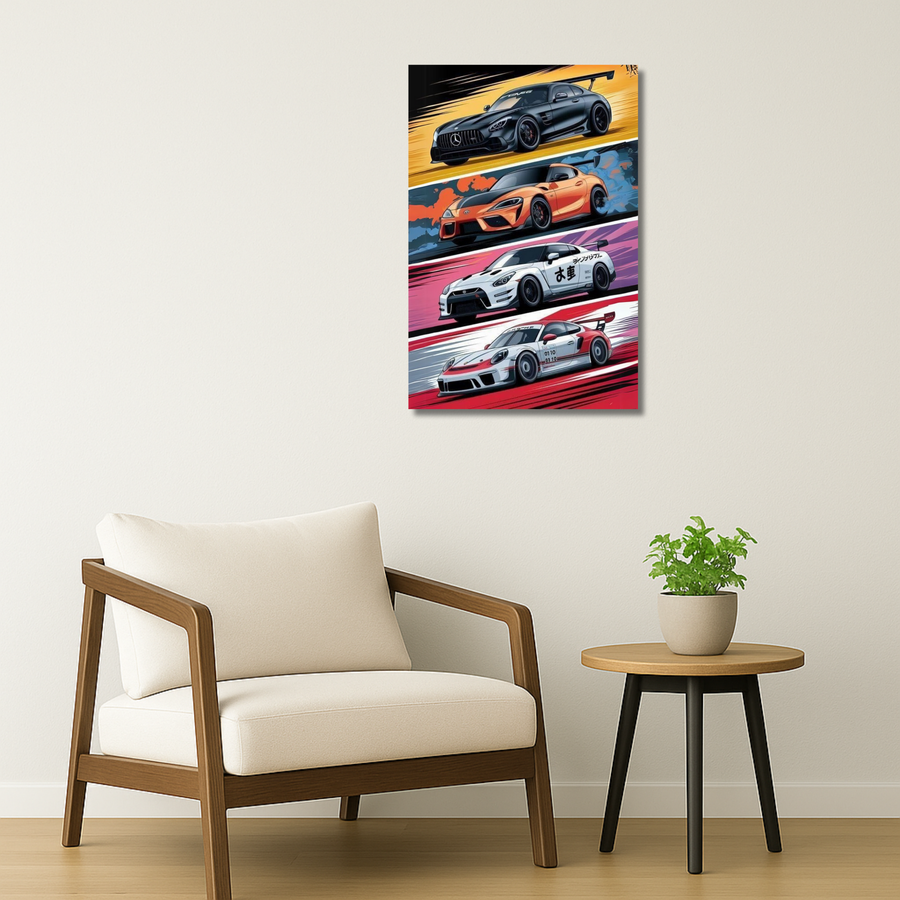 Cars Metal Poster - Redline Reverie | Car Wall Art India