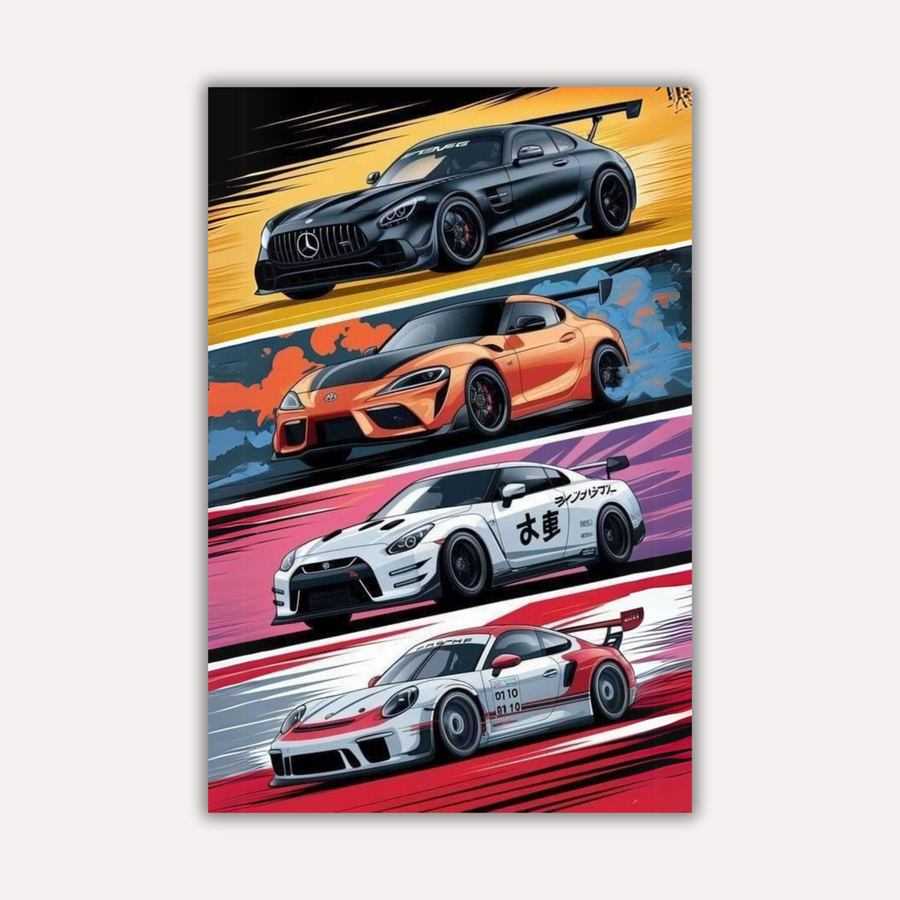 Cars Metal Poster - Redline Reverie | Car Wall Art India