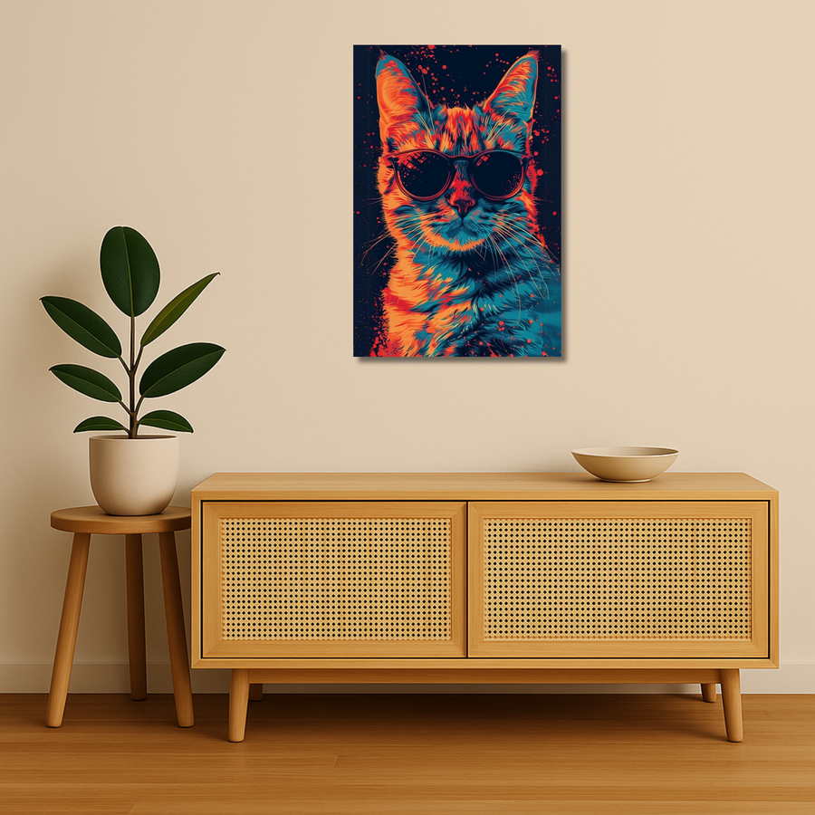 Cat Metal Poster - CoolCat | Animal Wall Art India