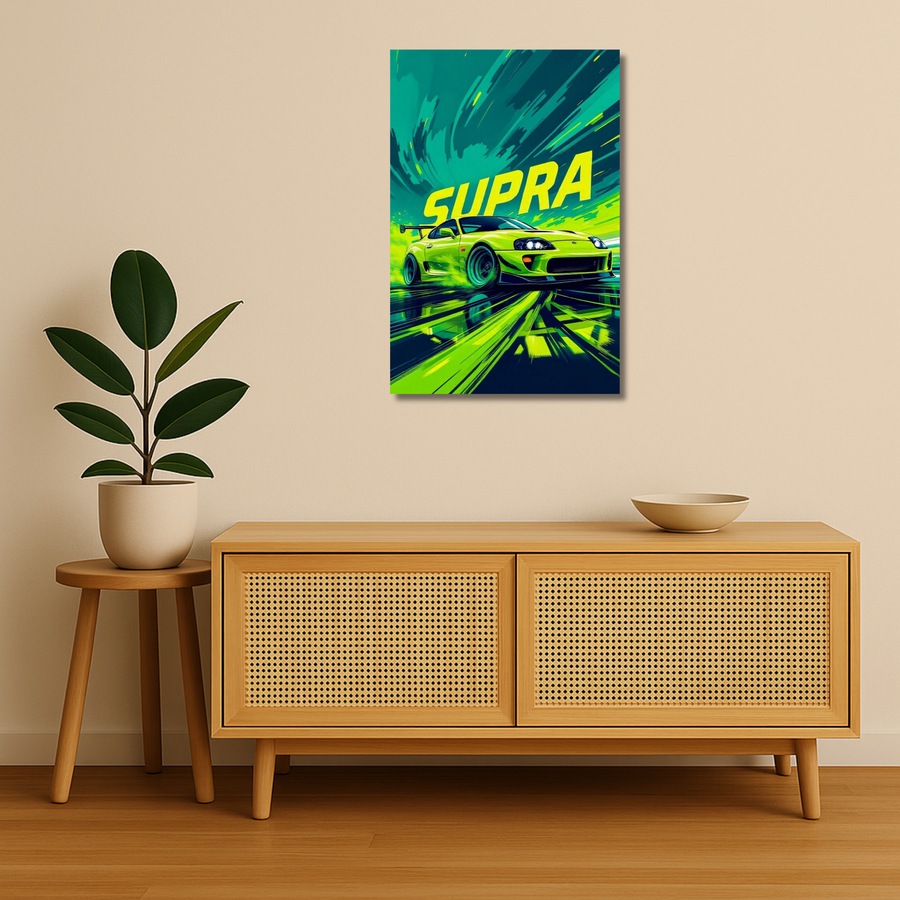 Cars Metal Poster - Neon Drift | Car Wall Art India