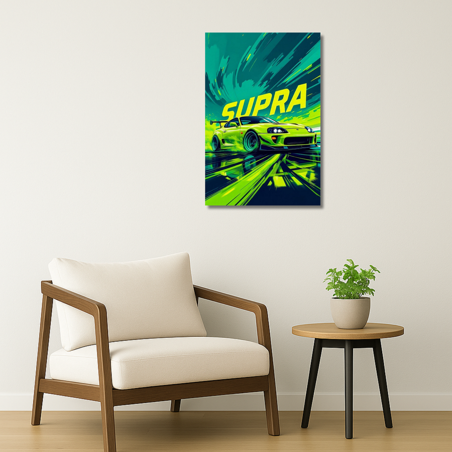 Cars Metal Poster - Neon Drift | Car Wall Art India