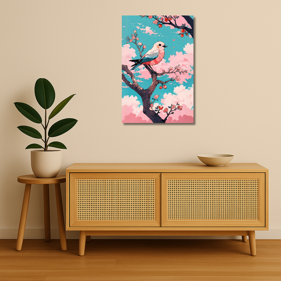 Bird Metal Poster - Hanami | Nature Wall Art India