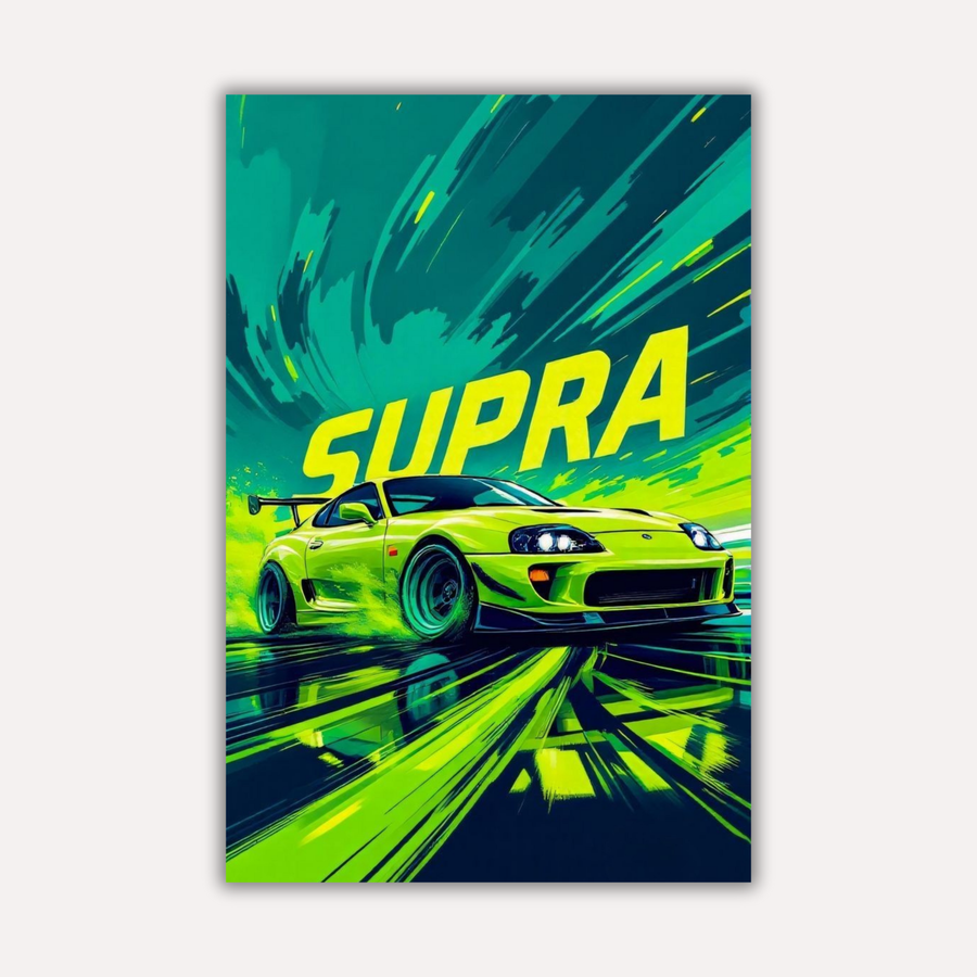 Cars Metal Poster - Neon Drift | Car Wall Art India