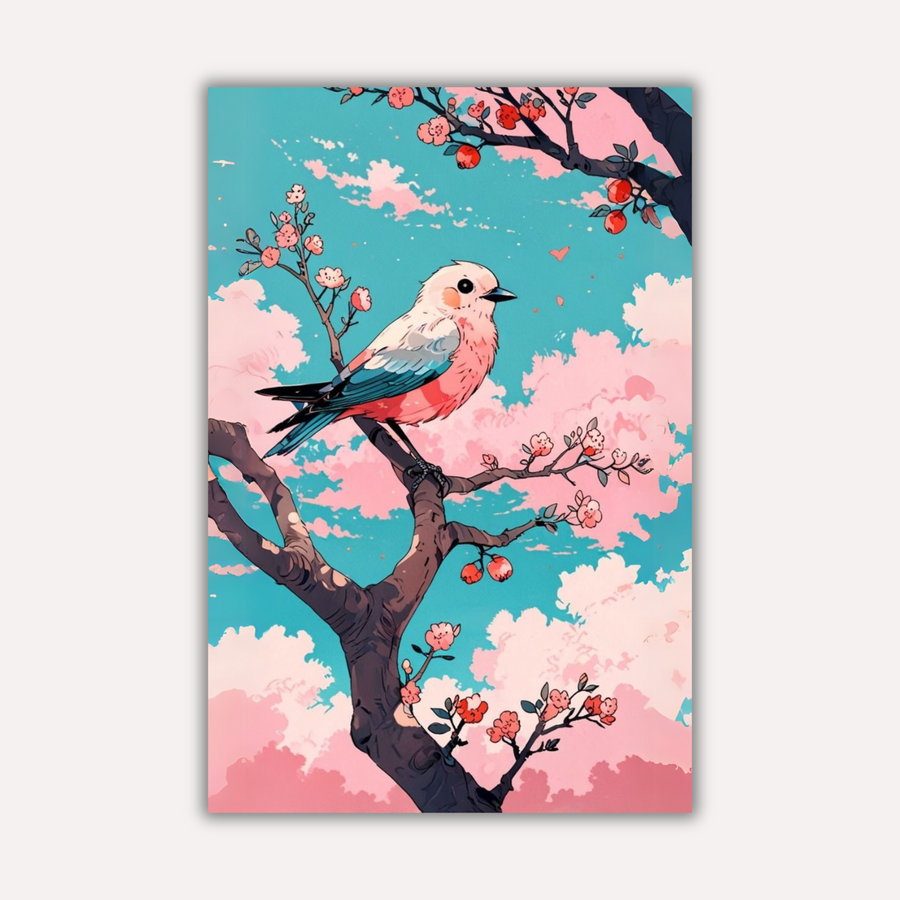 Bird Metal Poster - Hanami | Nature Wall Art India