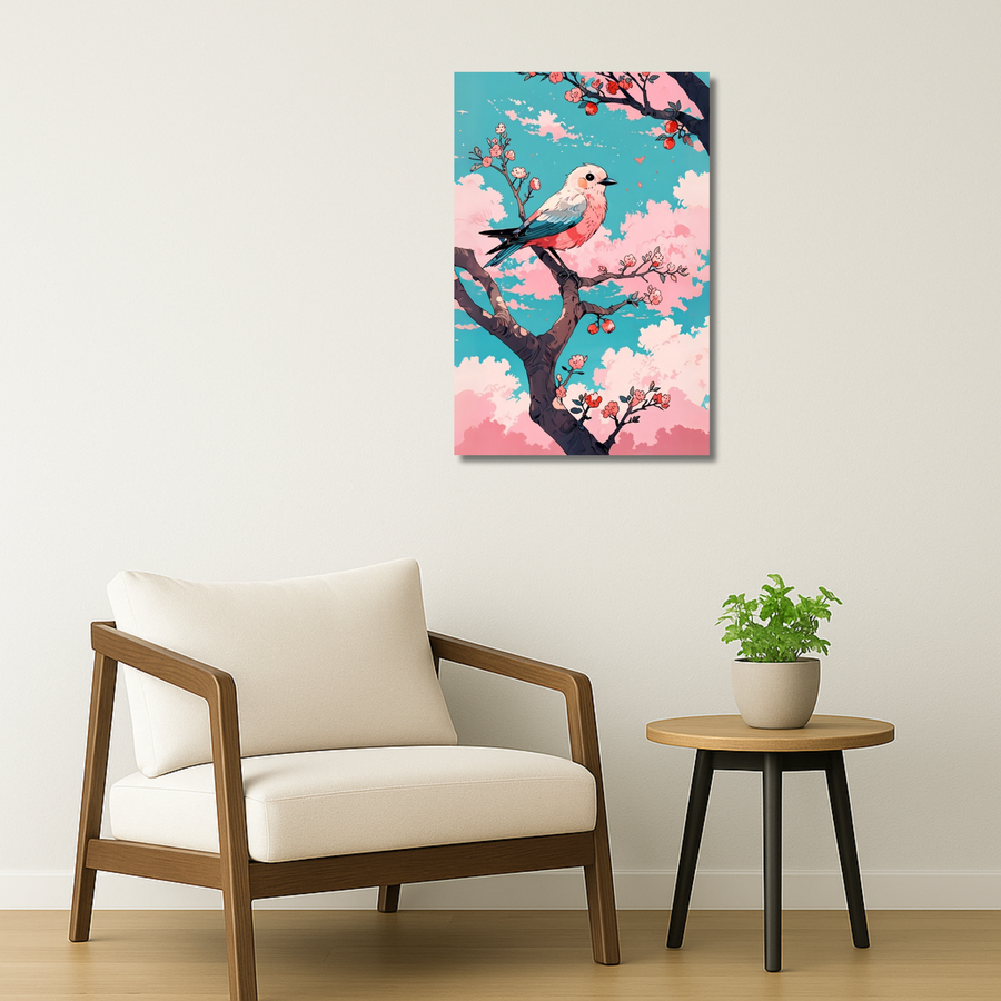 Bird Metal Poster - Hanami | Nature Wall Art India