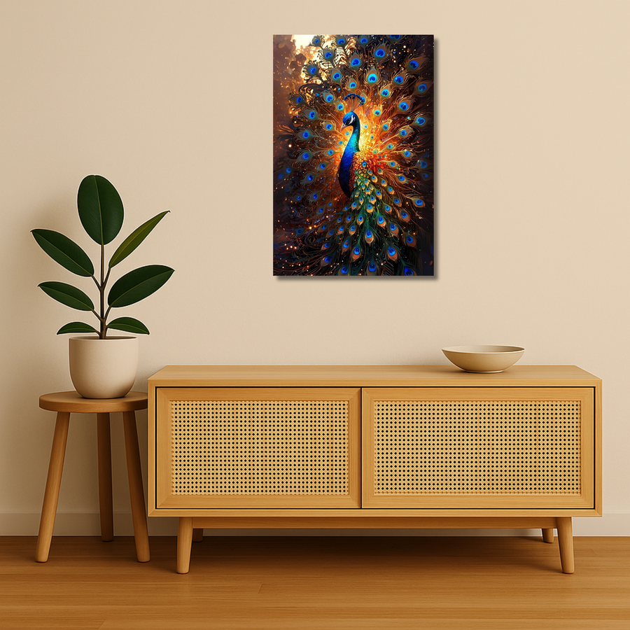 Peacock Metal Poster - RoyalMor | Nature Wall Art India
