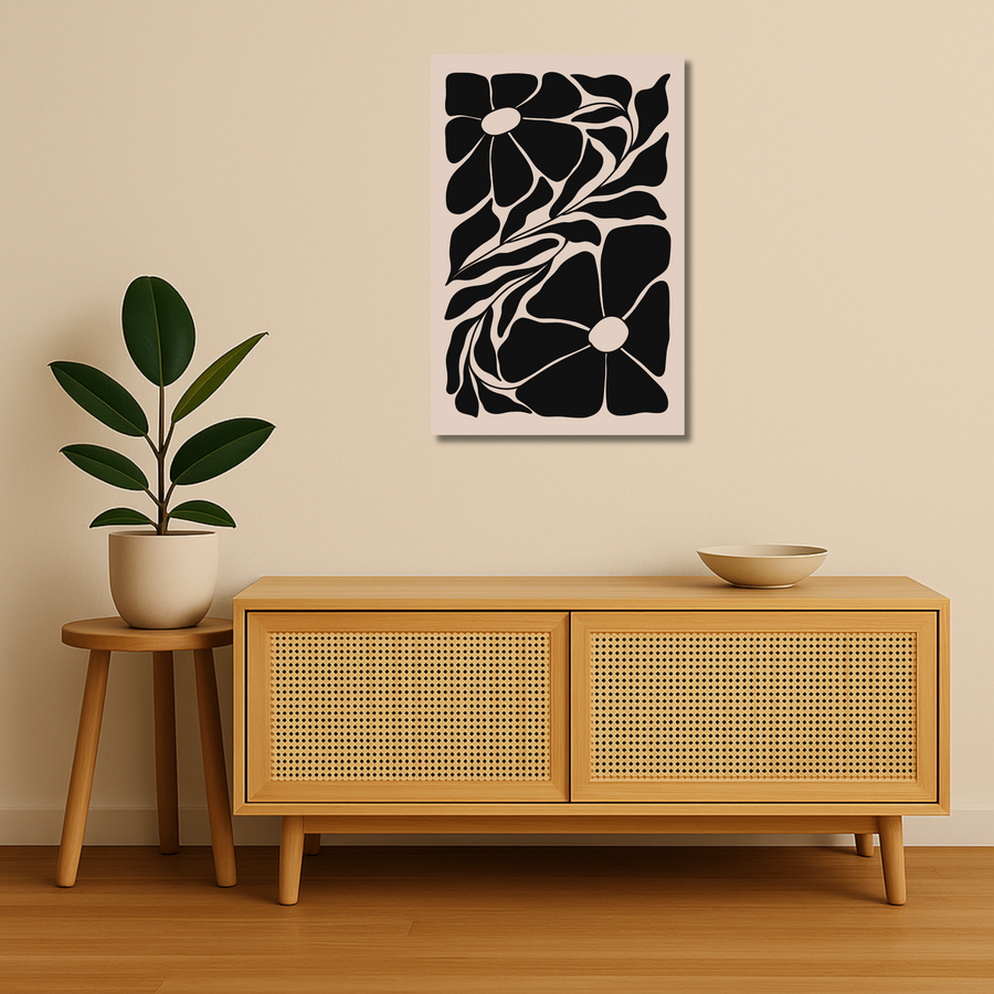 Floral Metal Poster - NoirBloom | Aesthetic Wall Art India