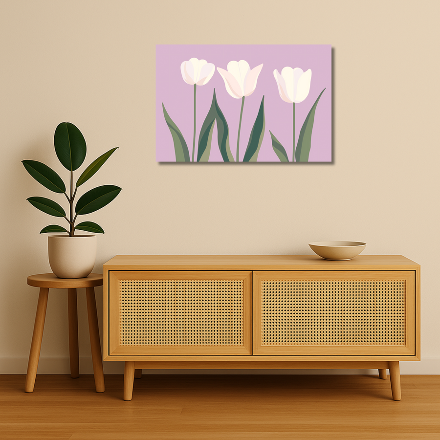 Floral Metal Poster - Tulip Trio | Aesthetic Wall Art India