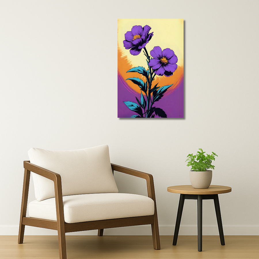 Floral Metal Poster - Violet Blaze | Aesthetic Wall Art India