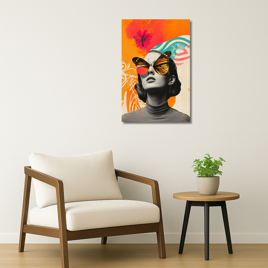 Pop Art Metal Poster - Butterfly Reverie | Aesthetic Wall Art India