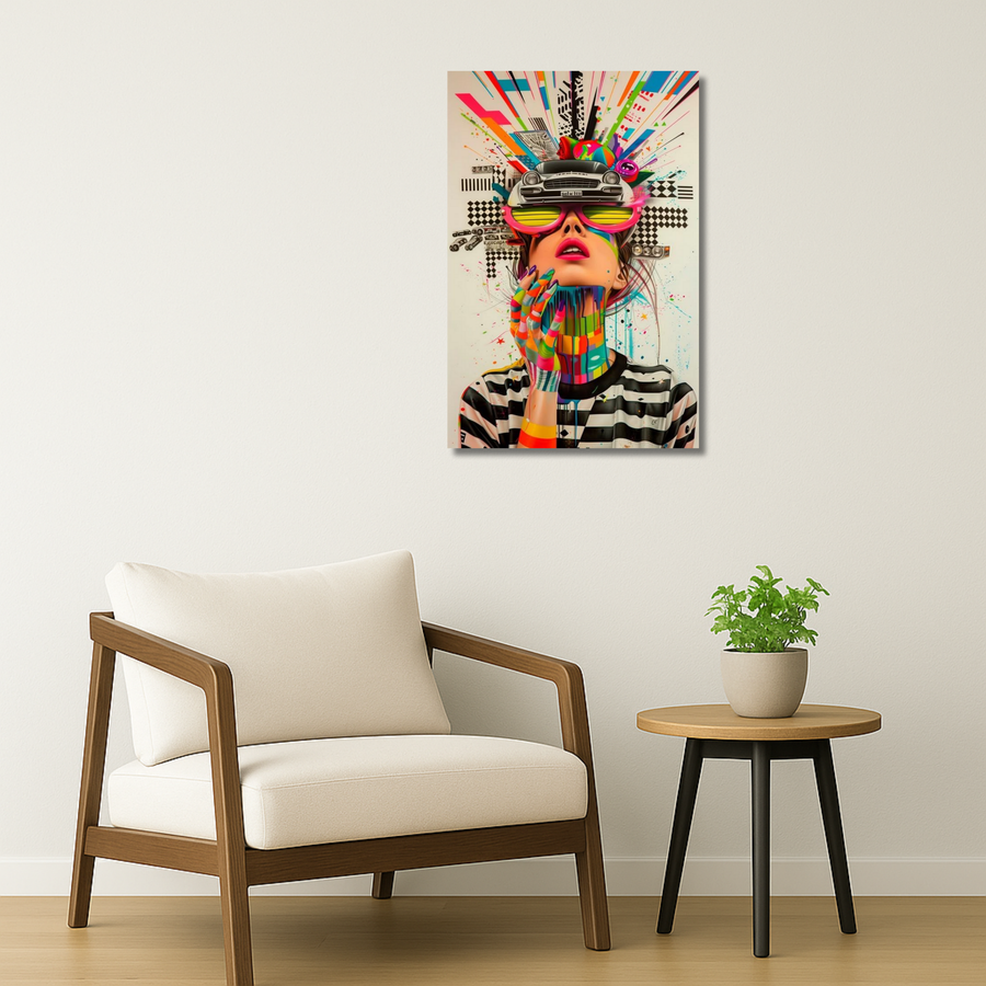 Pop Art Metal Poster - Neon Overdrive | Aesthetic Wall Art India