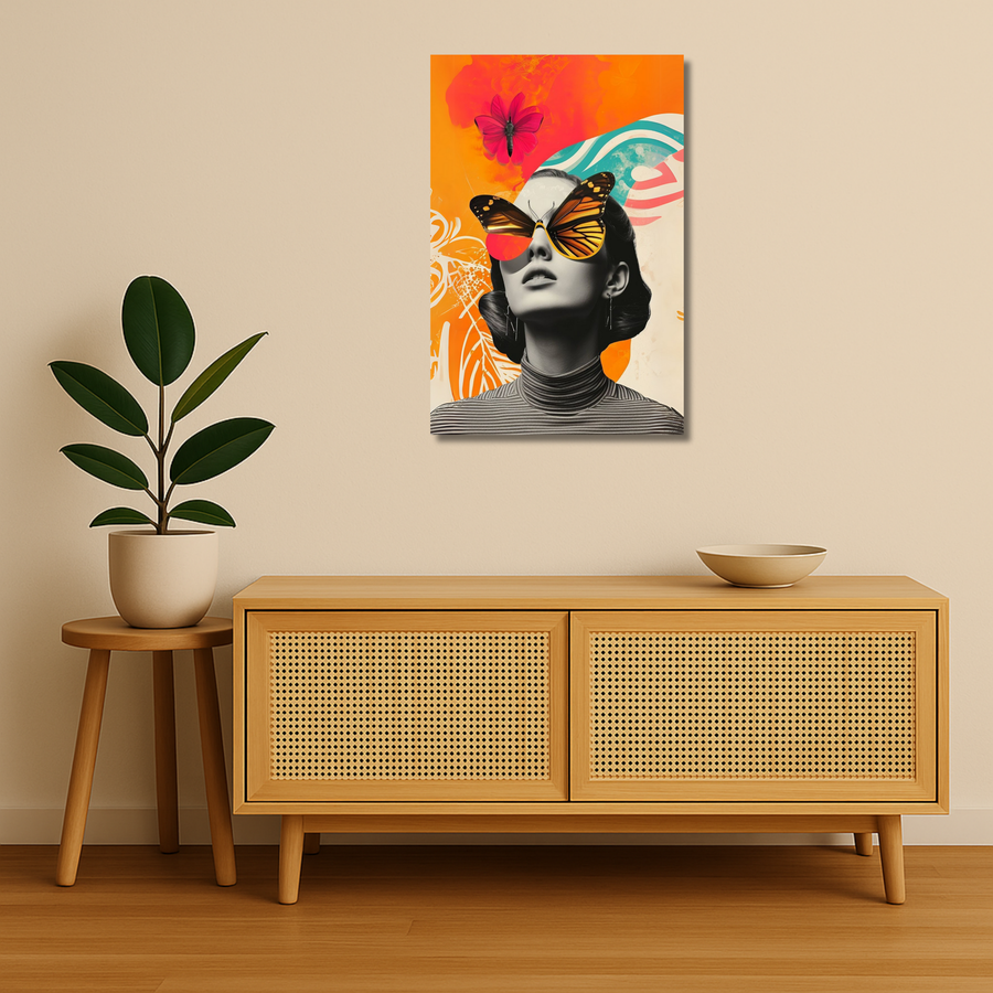 Pop Art Metal Poster - Butterfly Reverie | Aesthetic Wall Art India