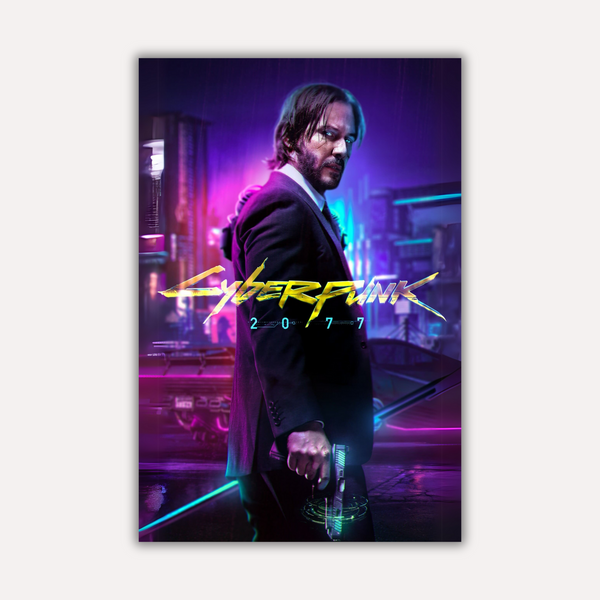Cyberpunk Metal Poster - NeonSaint | Aesthetic Wall Art India