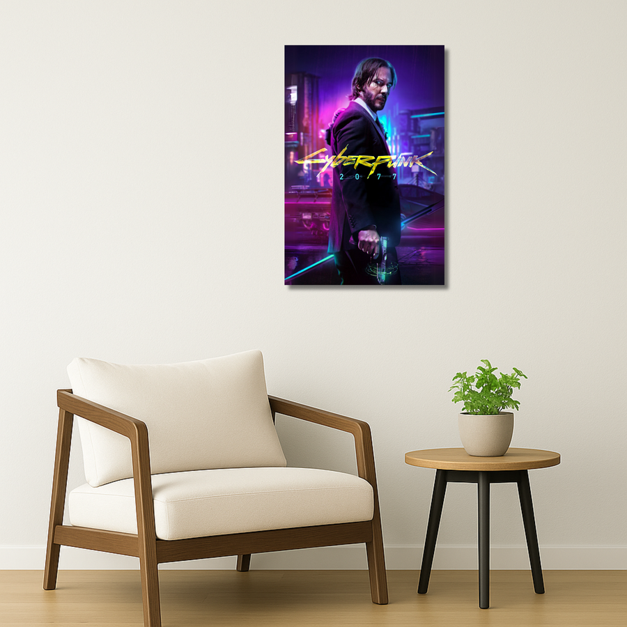 Cyberpunk Metal Poster - NeonSaint | Aesthetic Wall Art India