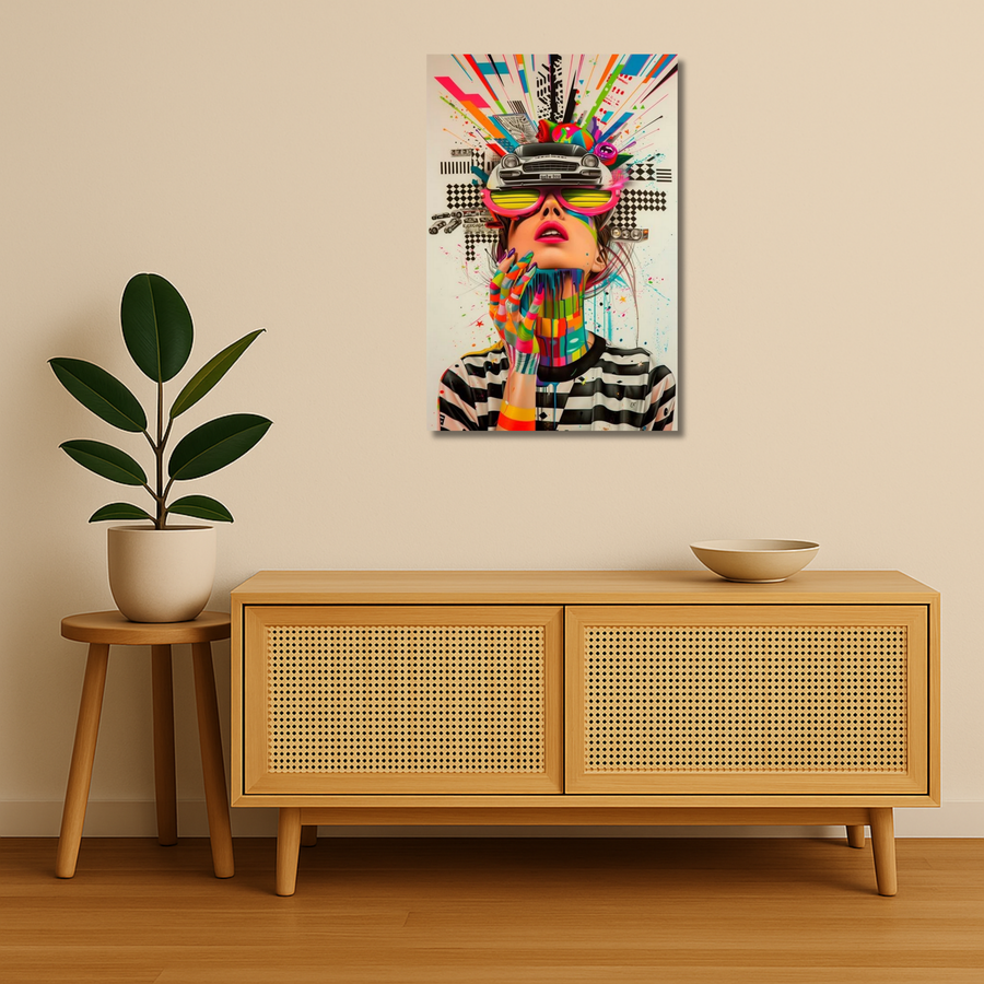 Pop Art Metal Poster - Neon Overdrive | Aesthetic Wall Art India