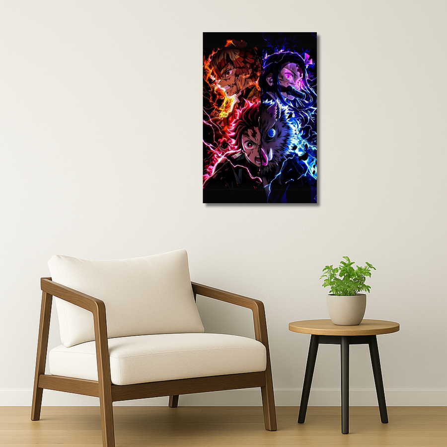 Demon Slayer Metal Poster - Quadcore | Anime Wall Art India