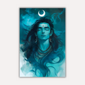 Indian Gods - Tranquil Crescent Moon Shiva – Spiritual Wall Art thumbnail 1