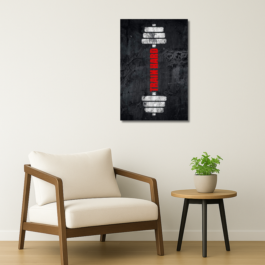 Gym Motivation Metal Poster - Train Hard | Fitness Wall Art India