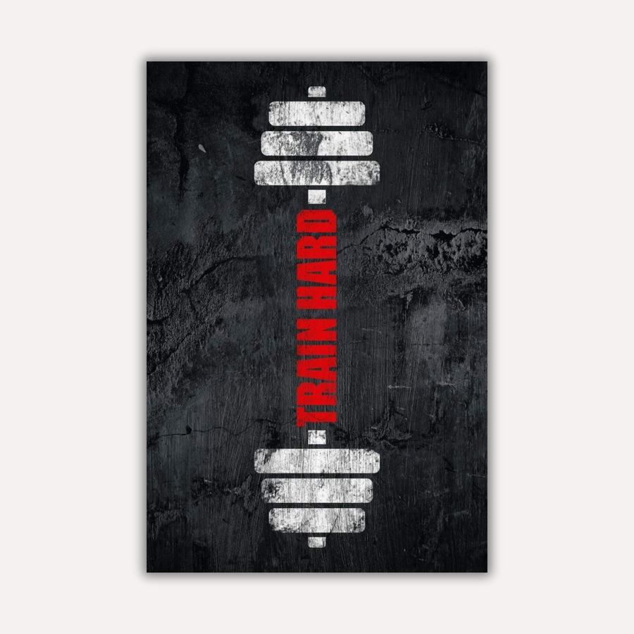Gym Motivation Metal Poster - Train Hard | Fitness Wall Art India