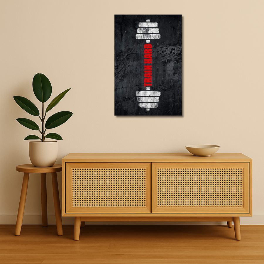 Gym Motivation Metal Poster - Train Hard | Fitness Wall Art India