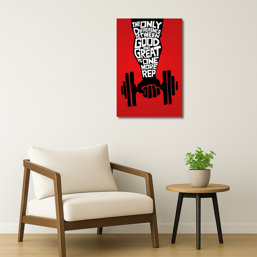 Gym Motivation Metal Poster - One More Rep | Fitness Wall Art India