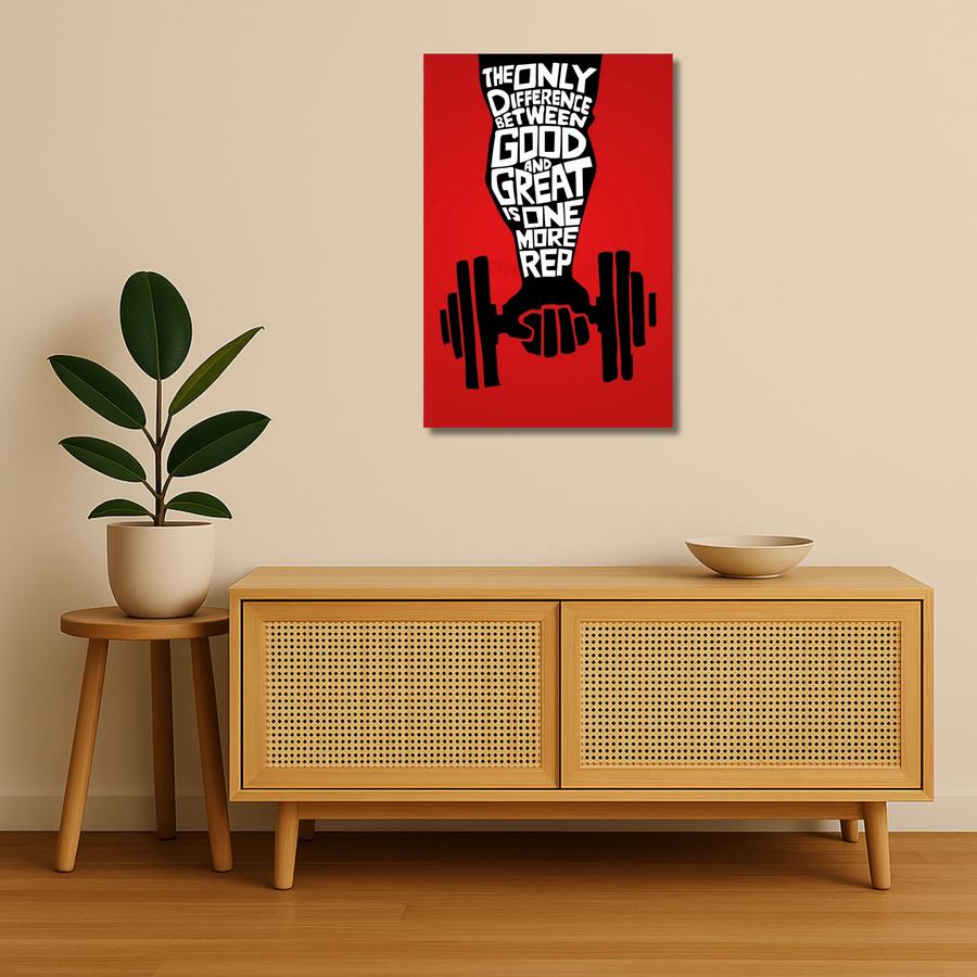 Gym Motivation Metal Poster - One More Rep | Fitness Wall Art India