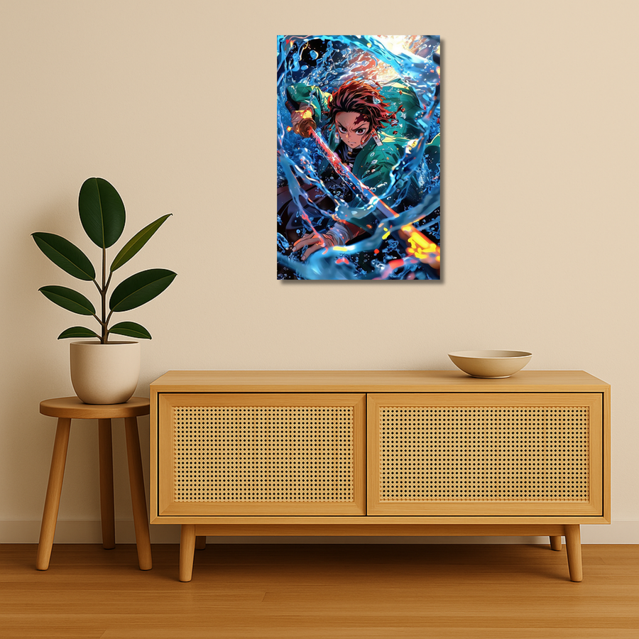 Demon Slayer Metal Poster - Tidal Resolve | Anime Wall Art India