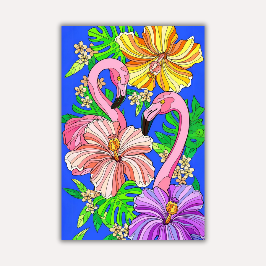 Bird Metal Poster - Hibiscus Hype | Nature Wall Art India