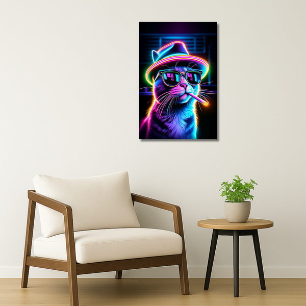 Cyber Cat | Metal Wall Art Poster India
