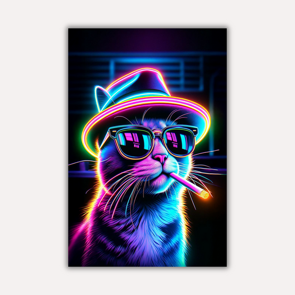 Cyber Cat | Metal Wall Art Poster India