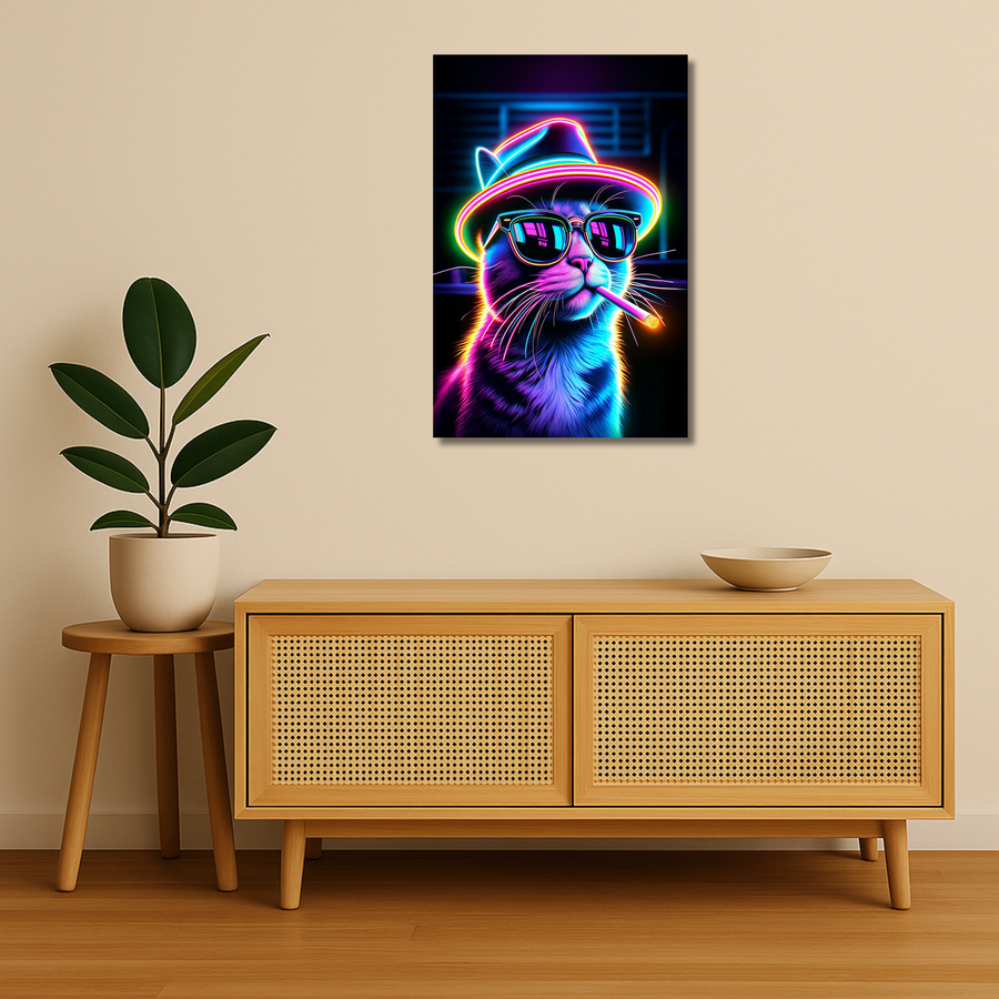 Cyber Cat | Metal Wall Art Poster India