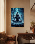 Mahadev Shiva Metal Poster - Meditating Shiva - Lightning Energy | Spiritual Wall Art India