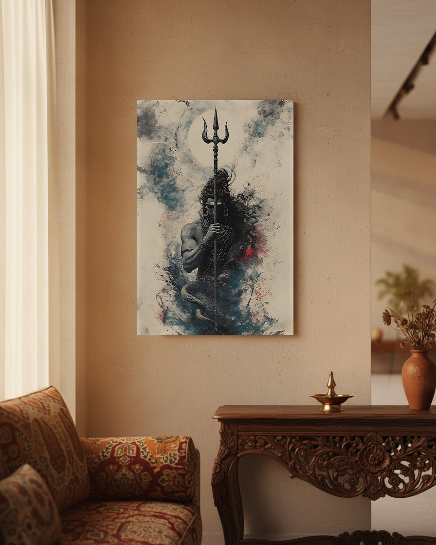 Mahadev Shiva Metal Poster - Trishool | Spiritual Wall Art India
