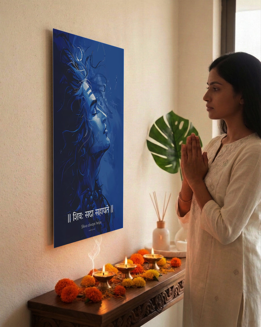 Adiyogi Shiva Metal Poster - Aadiyogi | Spiritual Wall Art India