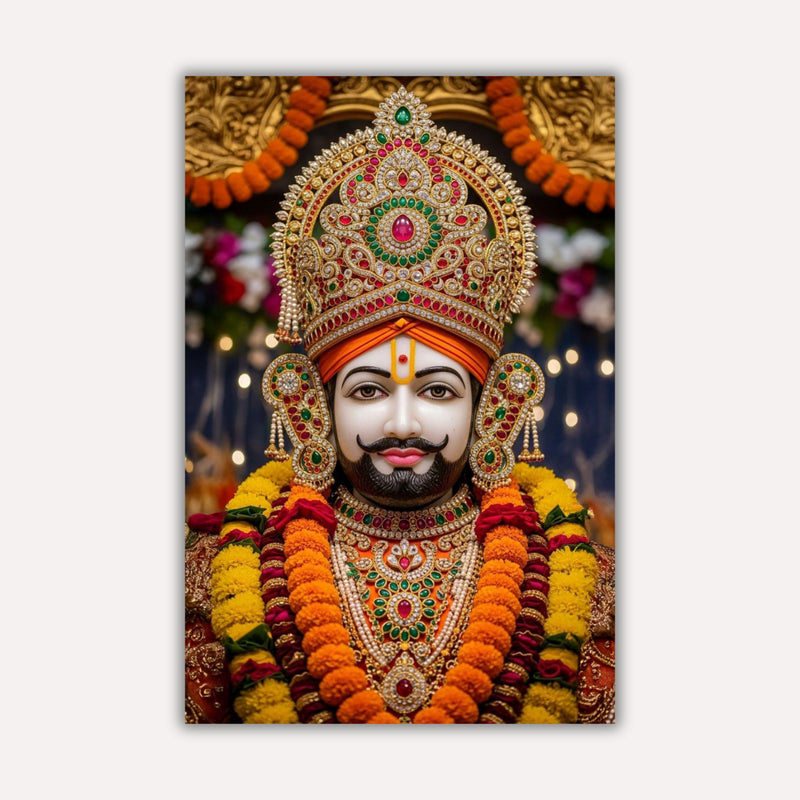 Khatu Shyam Metal Poster - Khatu Shyam Ji - Divine Regal Portrait | Spiritual Wall Art India