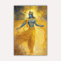Krishna Metal Poster - Shri Krishna - Golden Aura of the Infinite | Spiritual Wall Art India