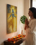 Krishna Metal Poster - Shri Krishna - Golden Aura of the Infinite | Spiritual Wall Art India