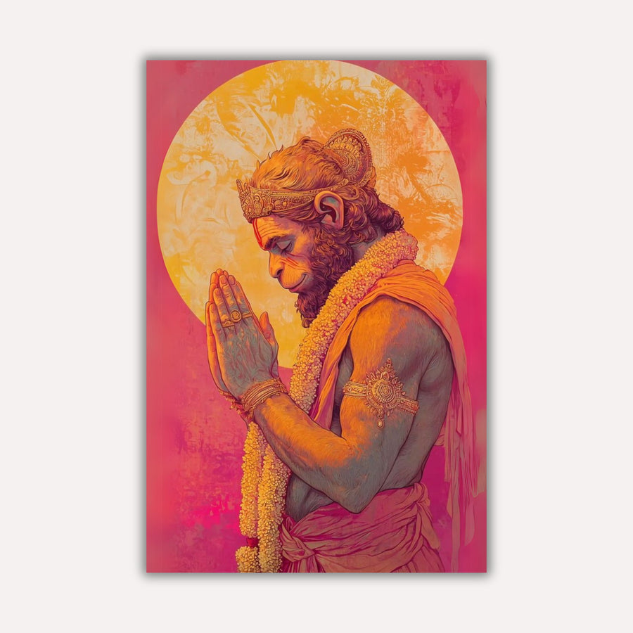 Hanuman Metal Poster - Shri Hanuman - Bhakti in Silence | Spiritual Wall Art India